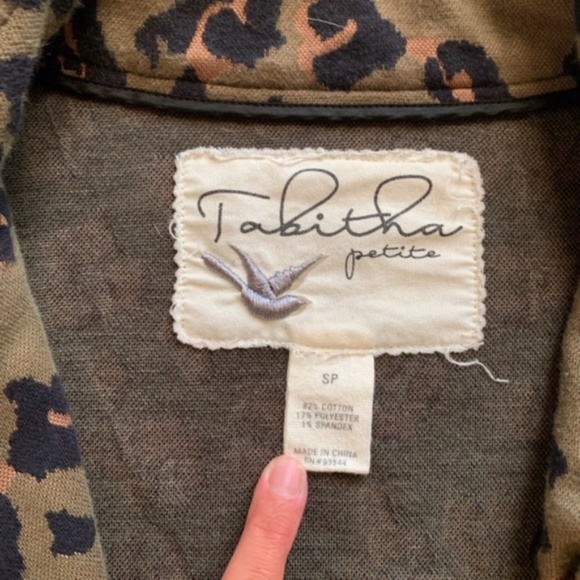 Olive Green Leopard Camo Jacket Anthropologie - Picture 5 of 5